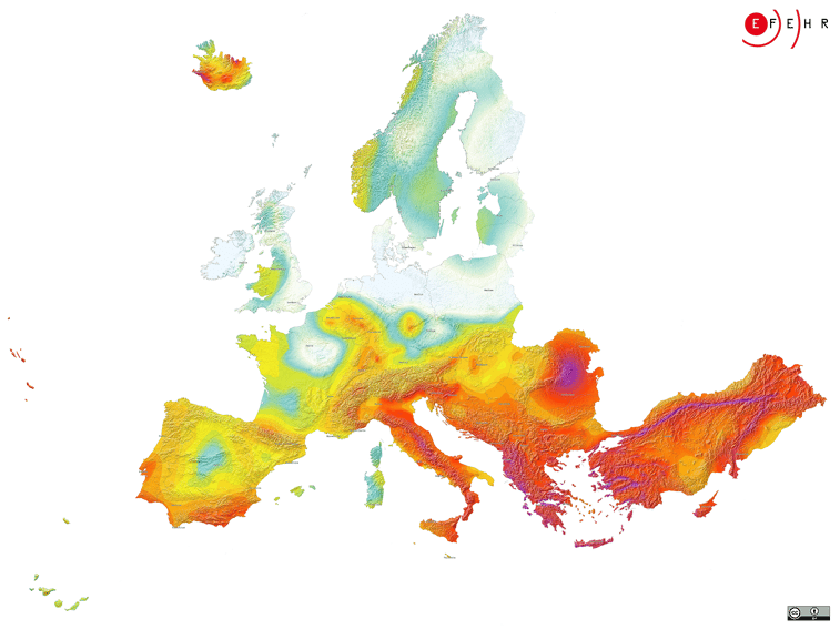 agrożenie trzęsieniami ziemi w Europie.